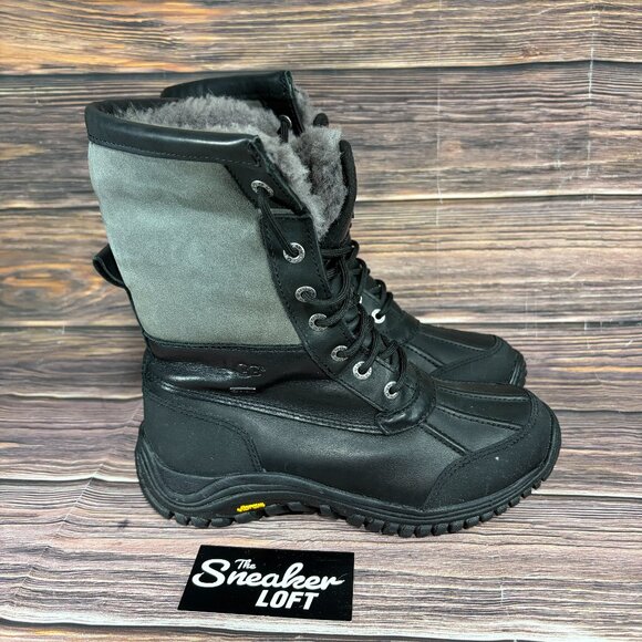 UGG Adirondack II Women's Black Gray Waterproof Leather Snow Boots - Picture 1 of 8